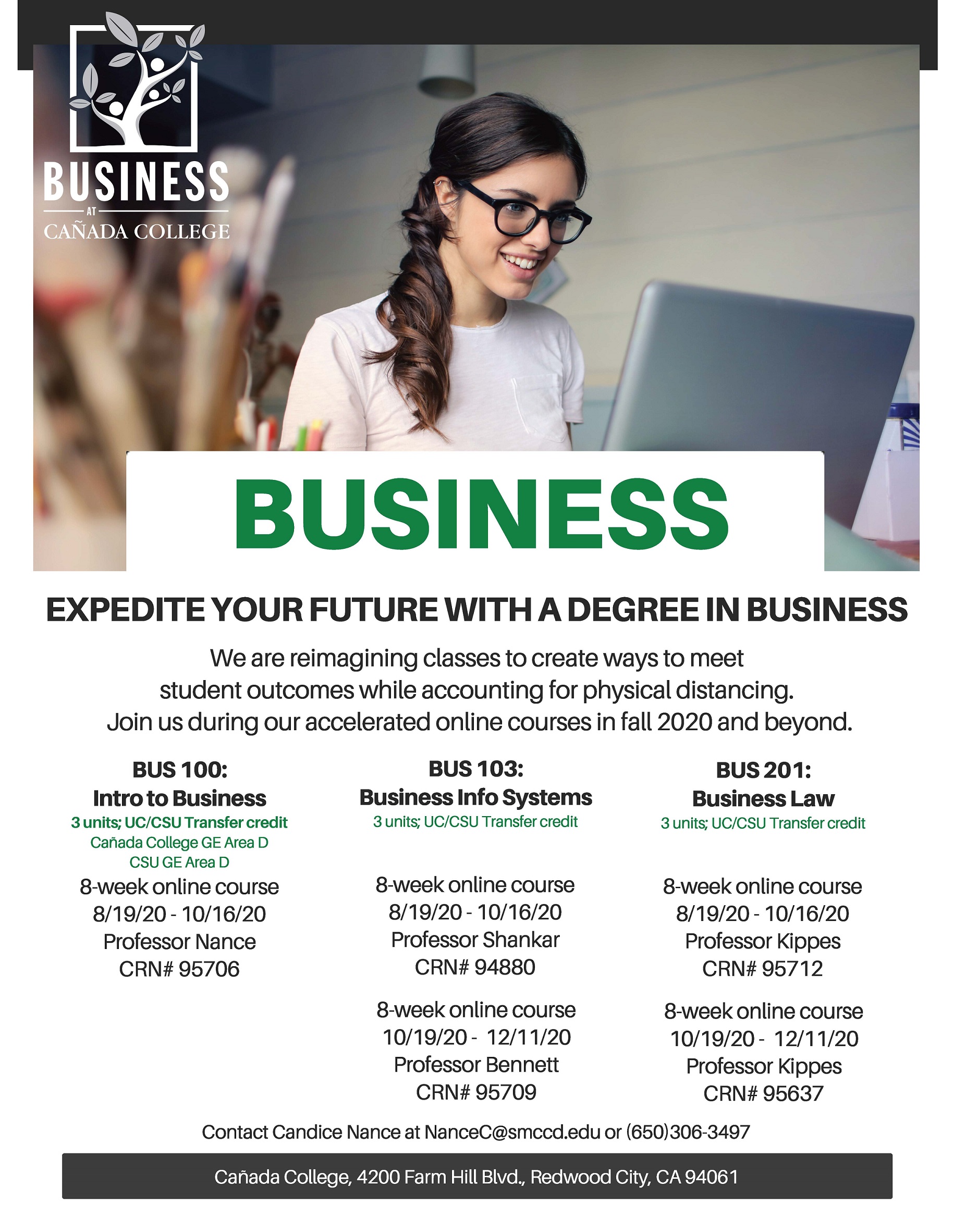 Business Flyer Flyer for online accelerated business courses in the fall of 2020