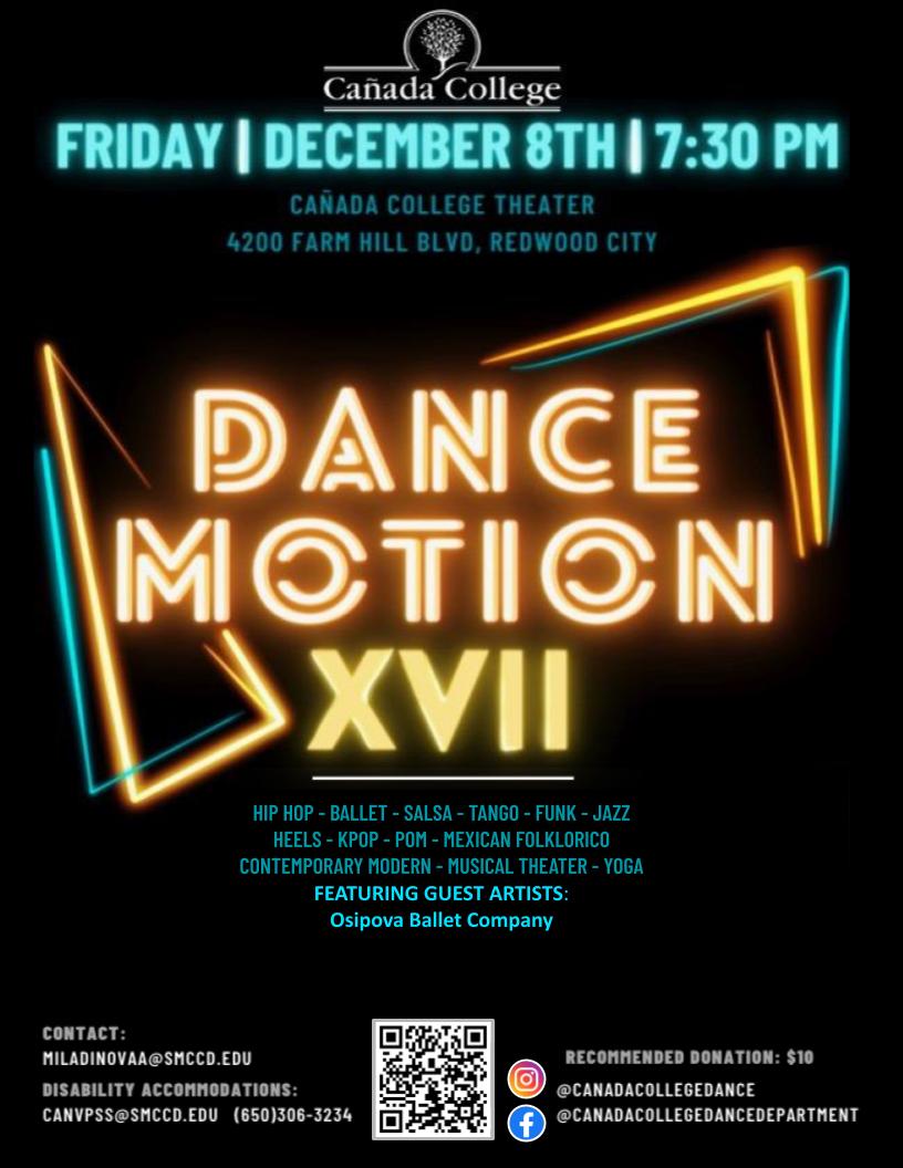 Dance Show at the main theater on December 8th at 7:30pm. Donations 10 dollars.