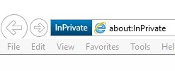 InPrivate Window indicator at the Internet Explorer upper left corner