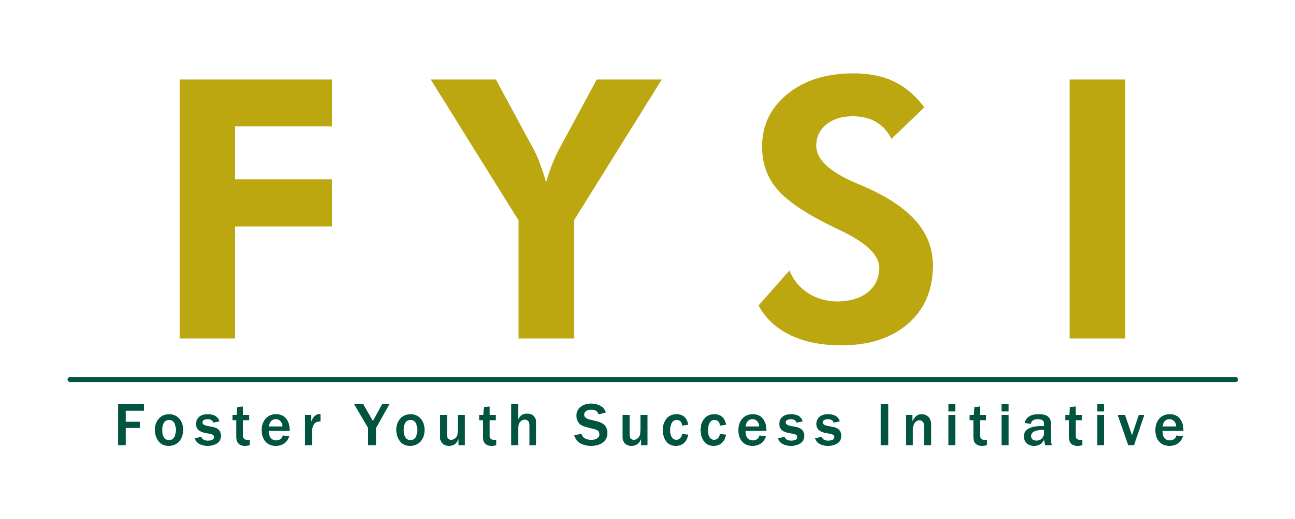 FYSI logo in yellow green with words "foster youth success initiative" below in forest green