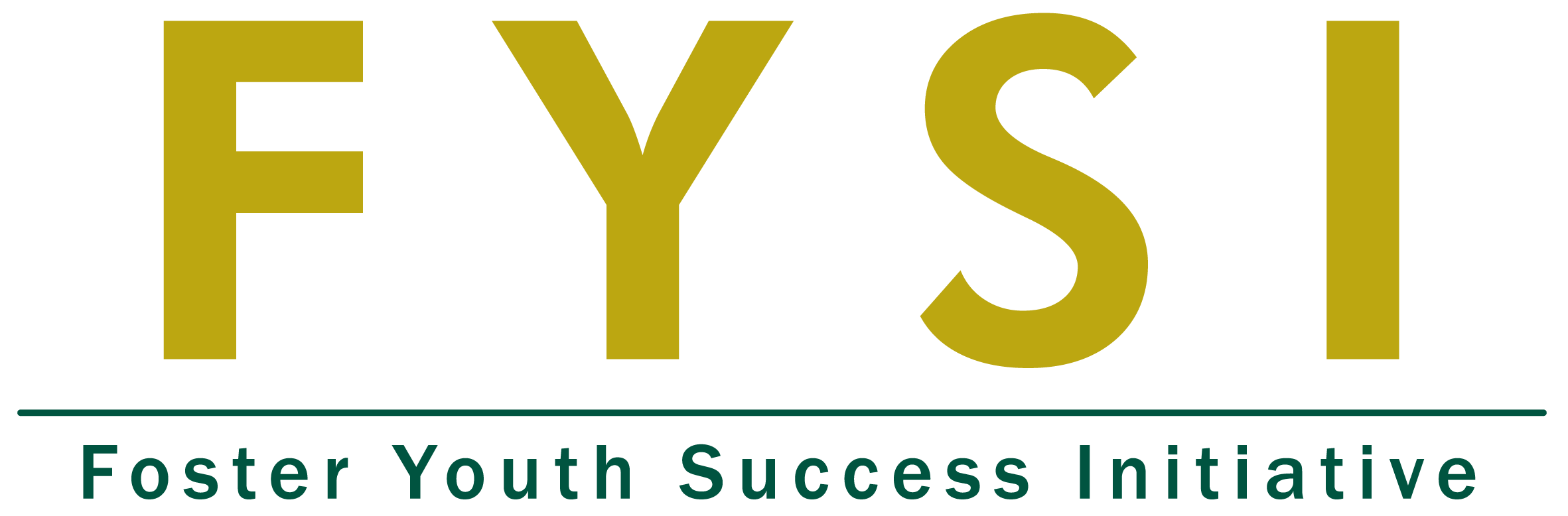 FYSI logo in yellow green with words "foster youth success initiative" below in forest green