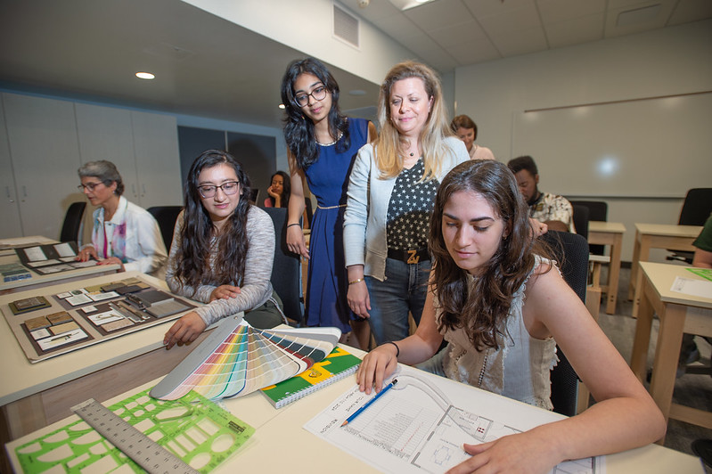 Interior Design students working together