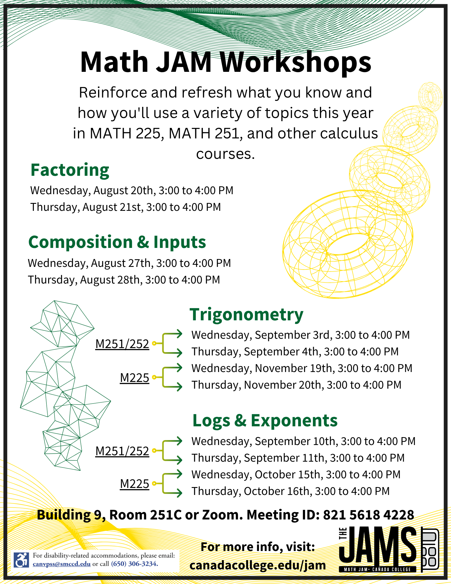 Current Math JAM Workshop Flyer