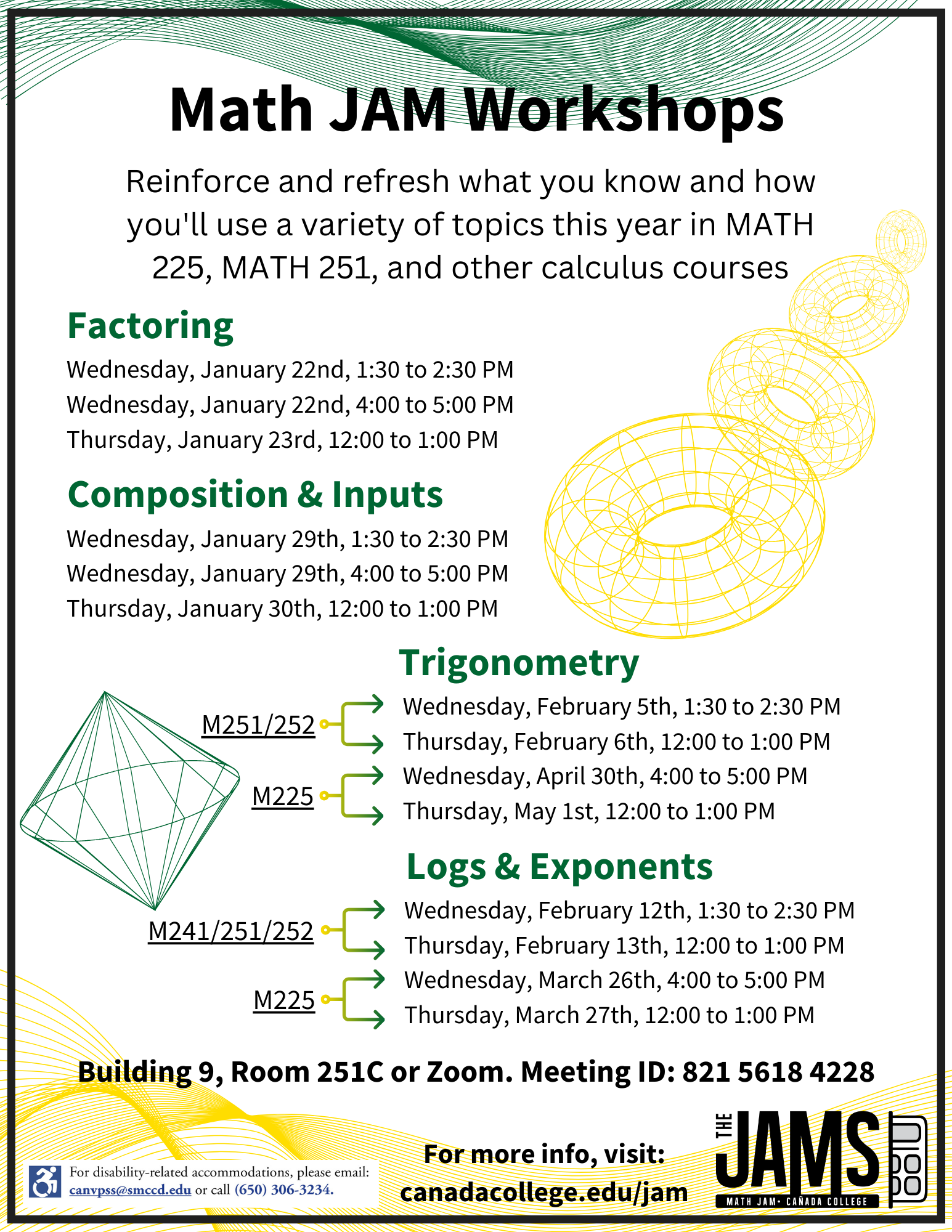 Current Math JAM Workshop Flyer