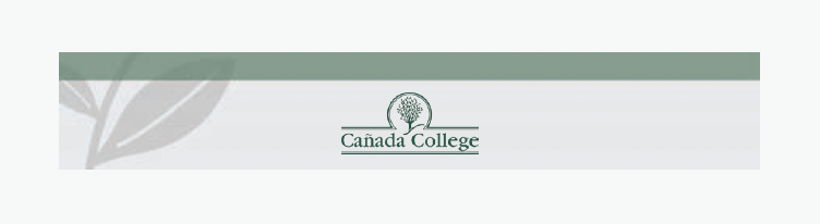 Cañada College logo on a light gray banner with a green top border