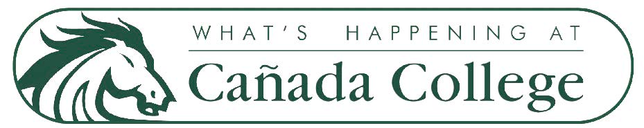"What's Happening at Cañada College" banner with a green colt mascot