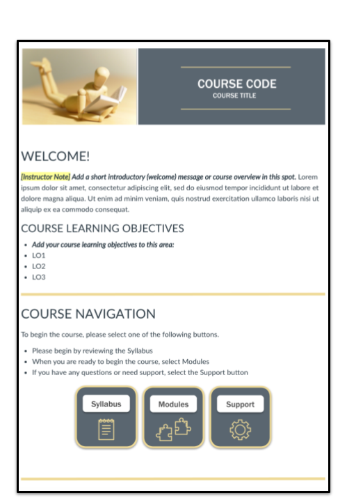 course template home page
