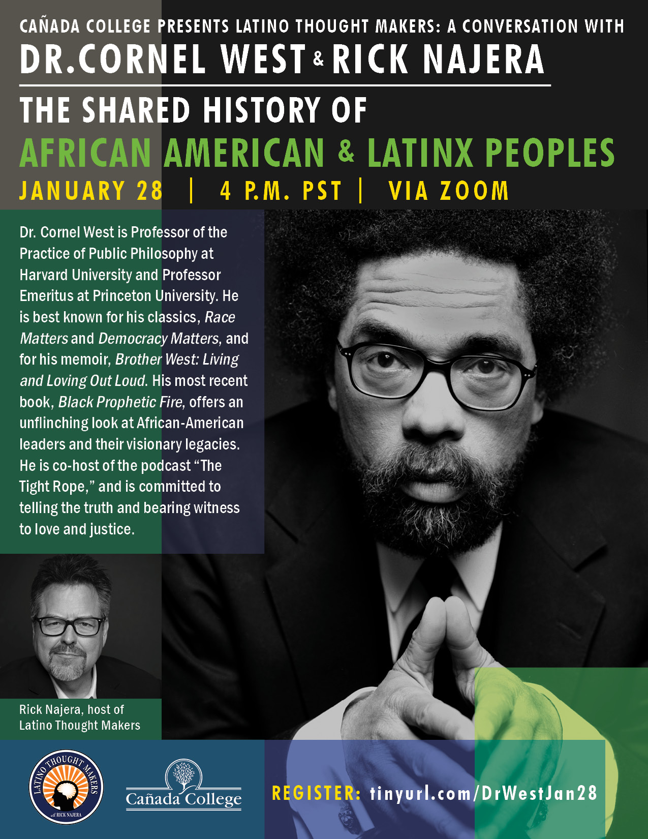 Author and Scholar Dr. Cornel West to Speak at Cañada College on January 28, 2021